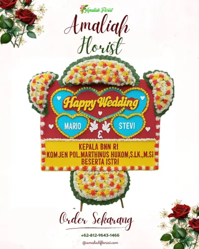 Karangan Papan Bunga Pernikahan di Kadudampit